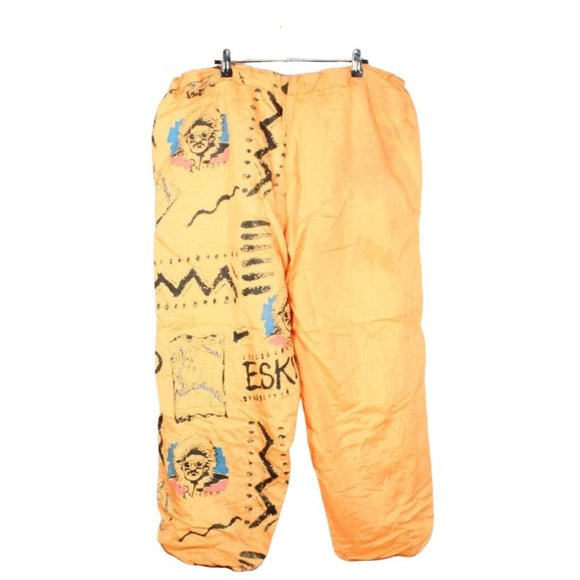 Vintage Gitano Orange Nylon Lined Graphic Loose Jogger Cropped Pants Size XL - Picture 2 of 10